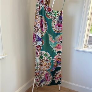Anthropologie Colorful Bird Print Maxi Dress